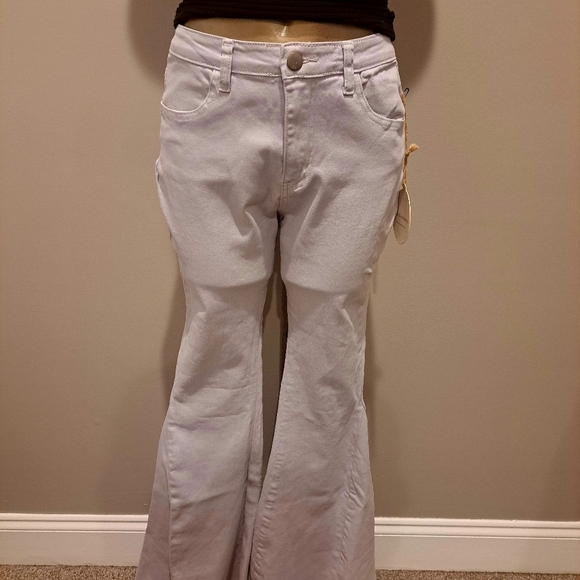 Saints & Hearts Wide Bellbottom Grey/Lilac Jeans - Picture 3 of 11